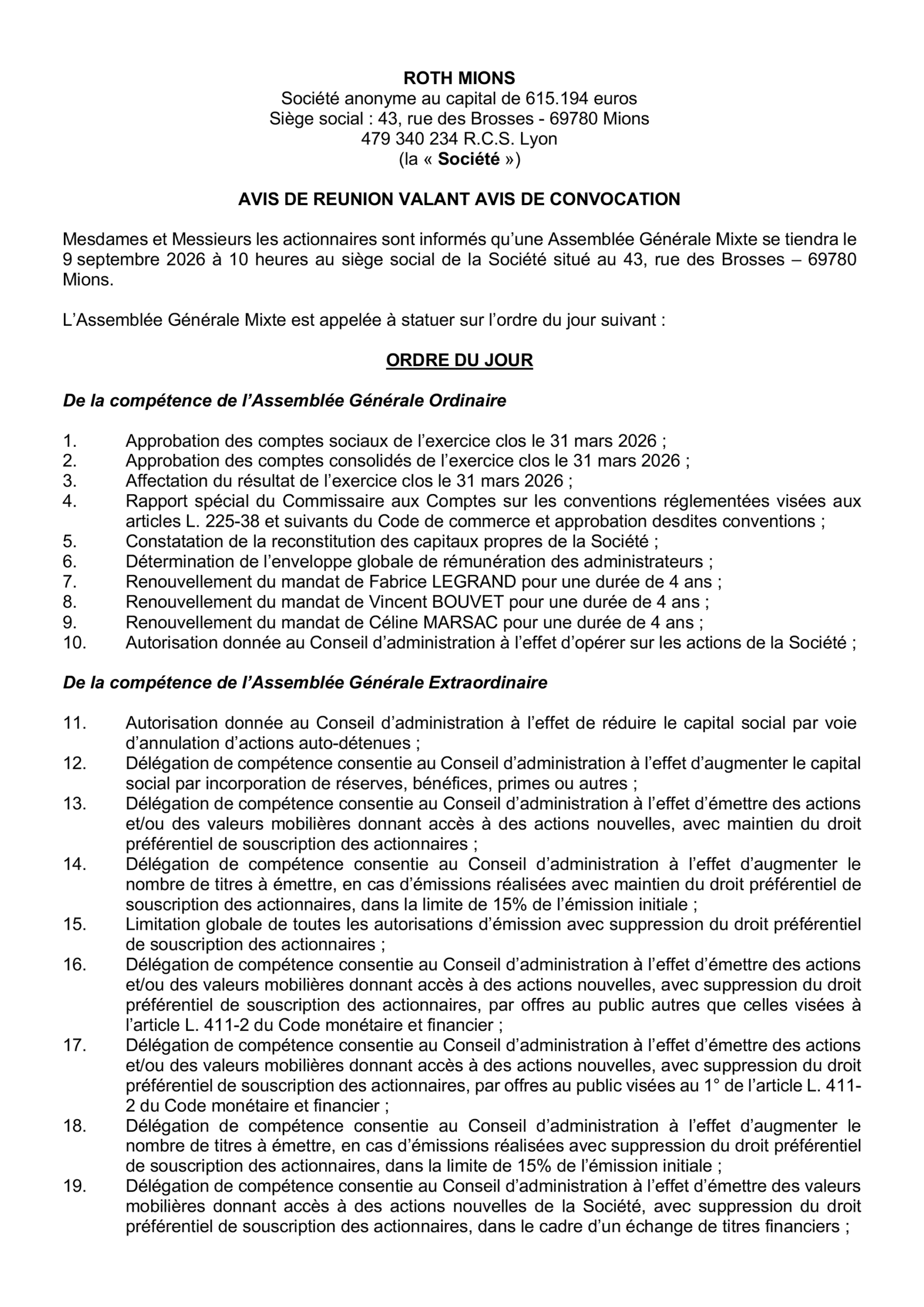 convocation assemblée générale